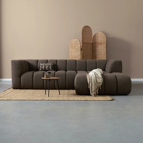 Bank Met Strepen Stiksel Bruin Chaise Longue Rechts