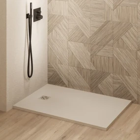 Saniclear Lino douchebak 90x70cm met stone finish cream