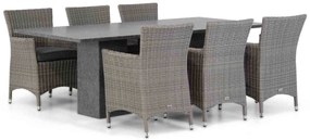 Tuinset 6 personen 220 cm Wicker Grijs Garden Collections Dublin/Graniet