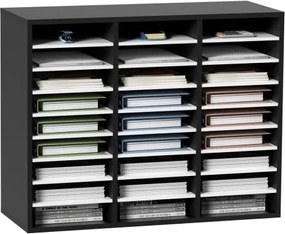VEVOR Houten literatuurorganizer met 27 vakken, verstelbare planken, organizer van MDF, opbergruimte voor bestanden, documenten, papieren en tijdschriften op kantoor, thuis, op school, zwart
