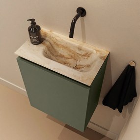 Mondiaz Ture DLux toiletmeubel 40cm army met wastafel frappe rechts zonder kraangat