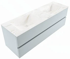 Mondiaz Vica DLux badmeubel 150cm clay 2 lades met wastafel ostra dubbel zonder kraangat