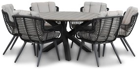 Tuinset Ronde Tuintafel 6 personen 150 cm Wicker/Aluminium/Aluminium/wicker Zwart  Coco Azzano/Ancona