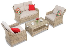 Tuinpunt technorattan set Toledo Coffee 4 beige