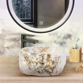 Sanigoods River waskom natuursteen 35cm sunset onyx
