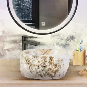 Sanigoods River waskom natuursteen 35cm sunset onyx