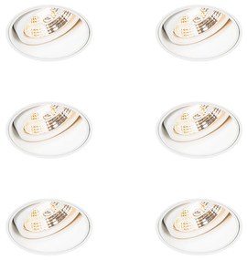 Set van 6 Moderne inbouwspot wit trimless - Impact 70