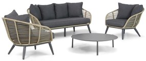 Stoel en Bank Loungeset 5 personen Wicker Taupe  Coco Coco Leonardo