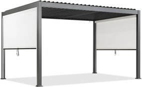 Lagos 3x4 vrijstaande terraspergola met 3m lange Garden Point antraciet-witte zijrolluiken