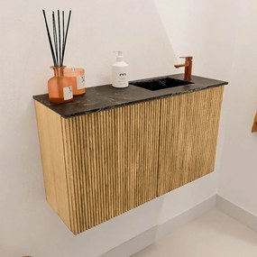 Mondiaz Joya DLux 70cm toiletmeubel oak met wastafel faye rechts 1 kraangat lava
