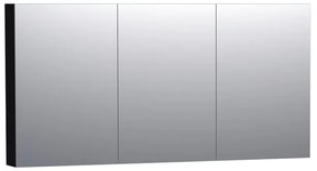 Saniclass Dual Spiegelkast - 140x70x15cm - verlichting - geintegreerd - 3 links- rechtsdraaiende spiegeldeur - MDF - mat zwart 7185
