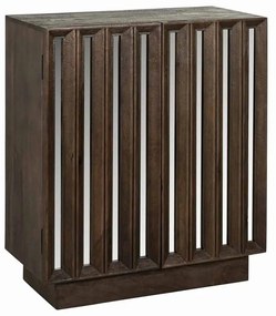 Richmond Interiors Bryant Wandkastje Donkerbruin Mangohout Met Spiegel - 80x40x91.5cm.