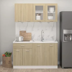 vidaXL 4-delige Keukenkastenset spaanplaat sonoma eikenkleurig