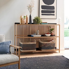 Wandtafel met latten in massief eik en metaal, Jac