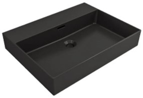 Plieger Kansas badmeubel 60cm met zwarte wastafel zonder kraangat kasteel bruin