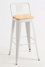 Kruk Torix met rugleuning van natuurlijk hout