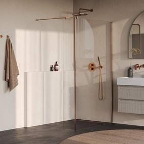 Brauer Oblivion inloopdouche helder glas 110cm met 30cm zijwand koper geborsteld PVD