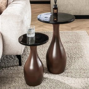 Ronde Bijzettafel Koperbruin Glas Klein - 30 X 30cm.