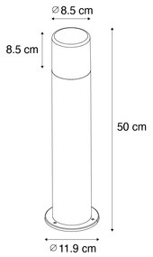 Staande buitenlamp wit met opaal witte kap 50 cm - Odense