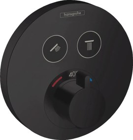 Hansgrohe Shower Select inbouw douchekraan rond met Saniclear Nero 30cm douchekop en wandarm regendouche zwart