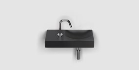 Clou Vale keramische fontein 45cm met kraangat links zwart mat