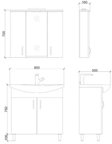 SaniGoods Epoca spiegelkast met verlichting 80cm wit