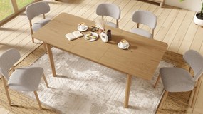 ALDO Beige Latte (stof Monza 60)/gelakt eiken frame – HOUTEN BOUCLÉSTOEL VOOR WOONKAMER, EETKAMER, KEUKEN RETRO