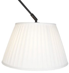 Stoffen Hanglamp zwart met plisse kap 35cm crème - Blitz Klassiek / Antiek E27 cilinder / rond rond Binnenverlichting Lamp