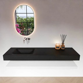 Zaro Alan badmeubel 160cm met planchet talc en vrijhangende wastafel cloud links zonder kraangat urban