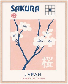 Ingelijste digitale print Sakura, handgemaakt