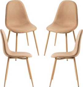 Set 4 Teok Stoffen Stoelen