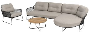 Rhodos chaise longue loungeset 4 delig antraciet rop Taste 4SO