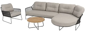 Rhodos chaise longue loungeset 4 delig antraciet rop Taste 4SO
