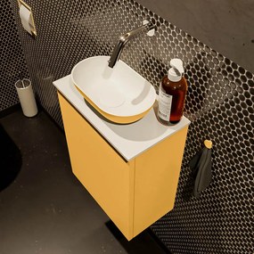 Mondiaz Fowy toiletmeubel 40cm ocher met gele waskom midden zonder kraangat