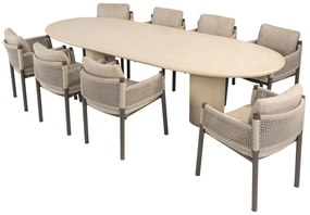 4 Seasons Outdoor Savanne tuinset met Hampton tafel 300 cm Tuinstoel   bruin weerbestendig