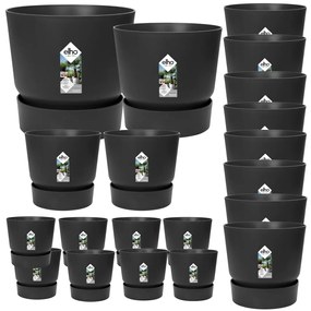 20x Pot elho Greenville zwart (8x D14x13, 2x D24xH23, 8x D30xH28, 1x D39xH37, 1x D47xH44)
