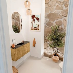 Mondiaz Joya DLux 80cm toiletmeubel oak met wastafel faye midden 1 kraangat lava