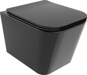 Mexen Teo Rimloze wc-pot met zacht sluitende slanke bril, duroplast, zwarte glans - 30854070