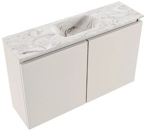 Mondiaz Ture DLux toiletmeubel 80cm linen met wastafel glace midden zonder kraangat