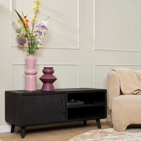 Starfurn Omaha Black Mangohouten Tv-meubel Zwart 120 Cm - 120x45x20cm.