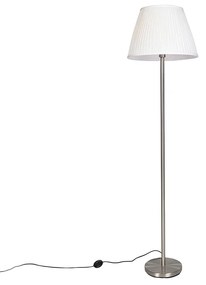 Moderne vloerlamp staal met witte plisse kap 45 cm - Simplo