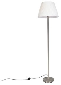 Stoffen Moderne vloerlamp staal met witte plisse kap 45 cm - Simplo Modern E27 rond Binnenverlichting Lamp