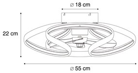 Plafondventilator met lamp messing 55cm incl. LED dimbaar met afstandsbediening - Mandy Design rond Binnenverlichting Lamp