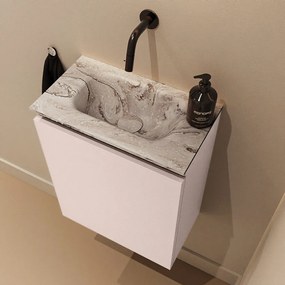 Mondiaz Ture DLux toiletmeubel 40cm rosee met wastafel glace midden zonder kraangat