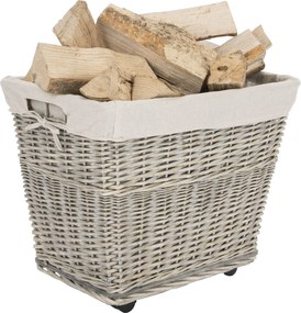 Practo Home houtblokkenmand met wieltjes - 40x52x37cm