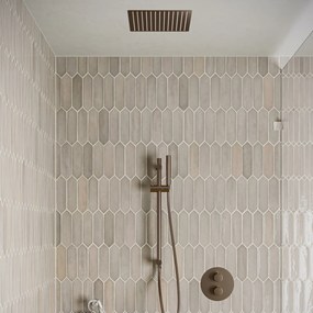 Saniclear Cube inbouw regendouche rond met inbouw douchekop 30x30cm, glijstang en staafhanddouche verouderd messing