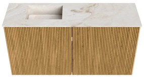 Mondiaz Joya DLux 80cm toiletmeubel oak met wastafel faye links zonder kraangat frappe