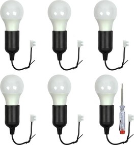 Verhuisfitting 6 stuks E27 - met 6x LED lamp en spanningzoeker