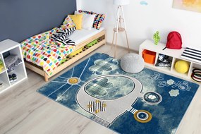 Tapijt PETIT HELICOPTER  vliegtuigen blauw