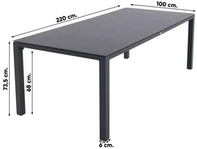 Hartman Monza alu/Chaneo verstelbare tuinset - 220x100 cm. - 7-delig